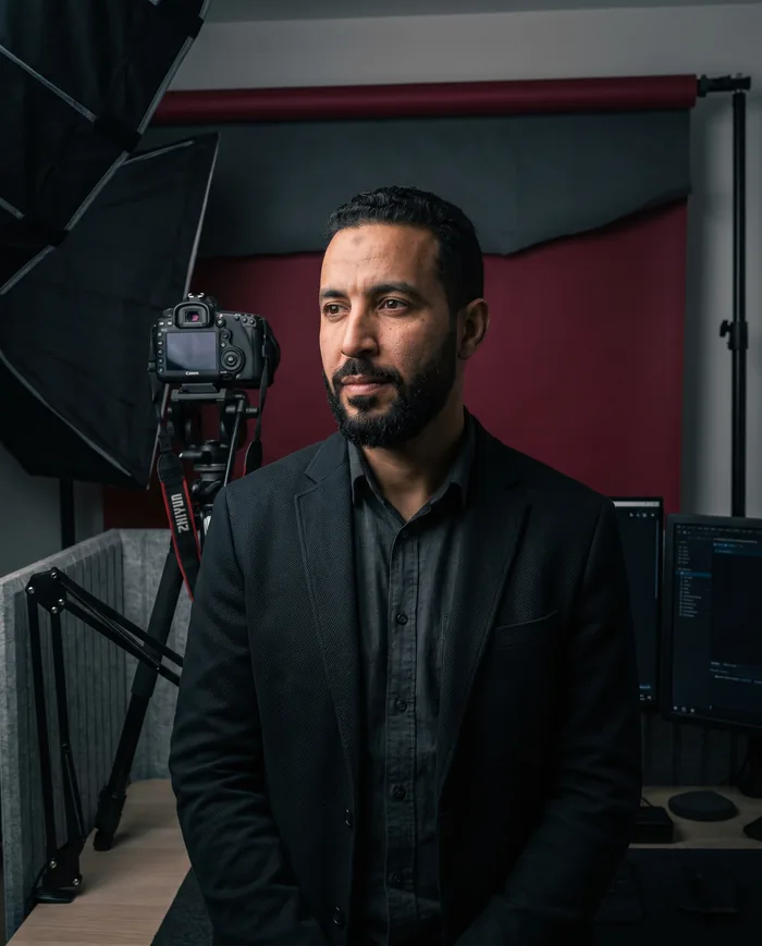 Moroccan content creator in their studio